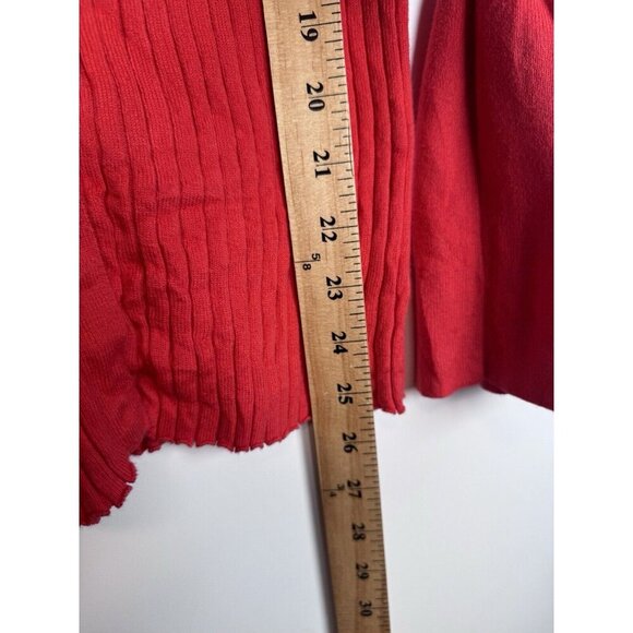 Cabi Knit Bell Sleeve Ribbed Sweater Size Small Valentines Day Cardigan Snap - Picture 9 of 10